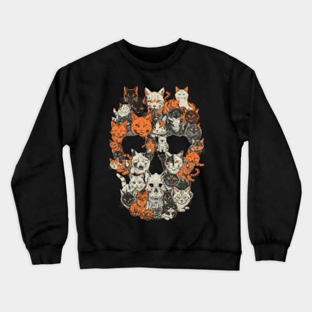 Cat Skull Ceramics Crewneck Sweatshirt by Gianna Bautista Art